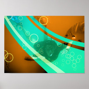 Poster snorkeler vintage