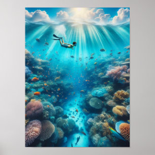 Poster Snorkeling em um belo recife