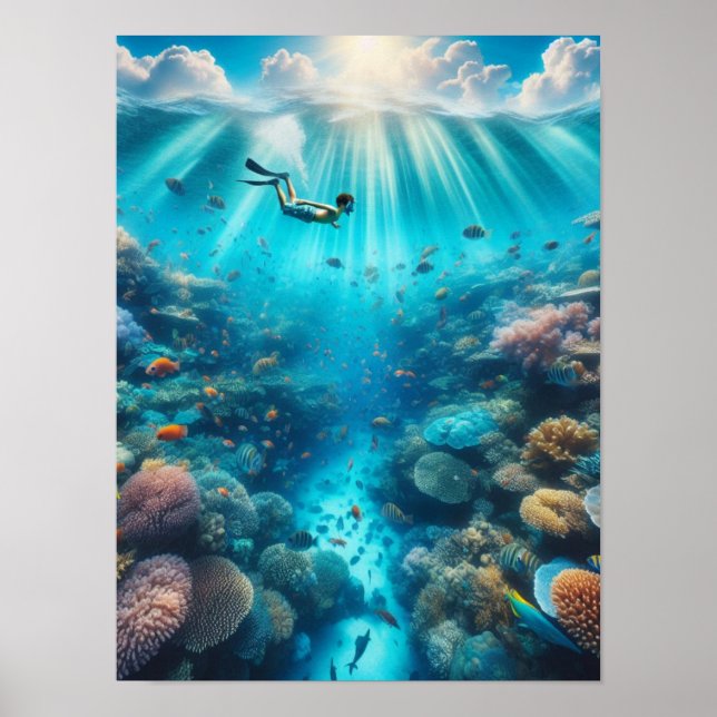 Poster Snorkeling em um belo recife (Frente)