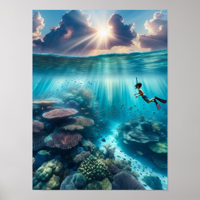 Poster Snorkeling num belo recife (Frente)