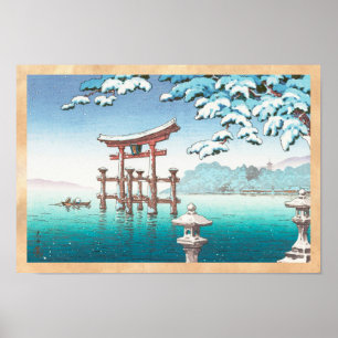 Poster Snow at Miyajima hanga winter scenery watererscape