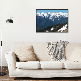 Pôster Snow Covered Olympic Mountains Photo Glossy