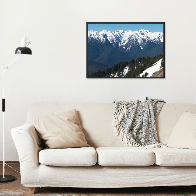 Pôster Snow Covered Olympic Mountains Photo Glossy (In Situ)