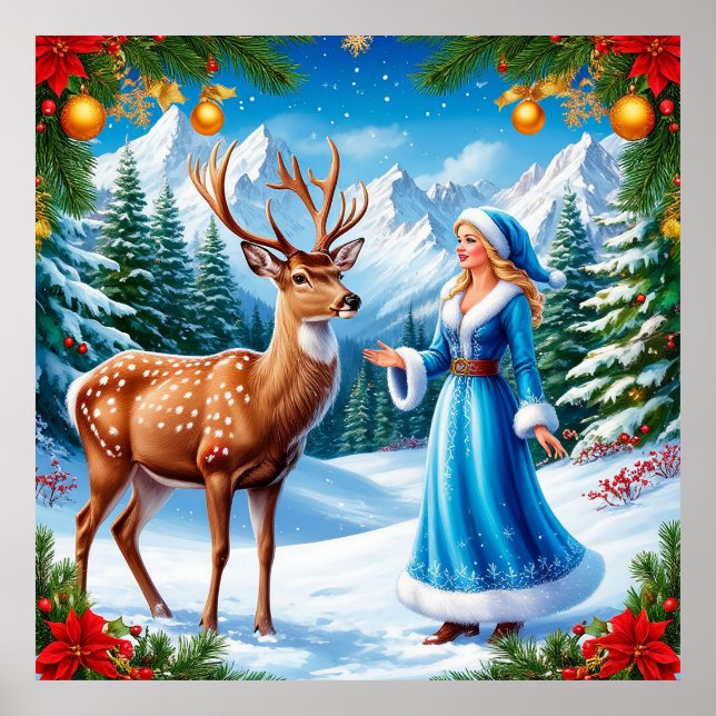 Poster Snow Maiden Encantando Cena de Inverno (Frente)