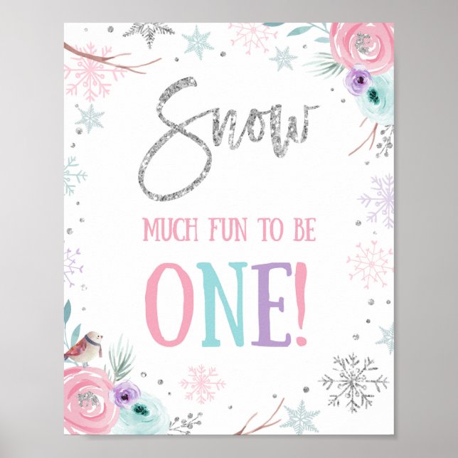 Poster Snow Much Fun to be ONE First Birthday Onederland (Frente)