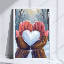 Poster Snowball Heart | Winter Gloves Watercolor