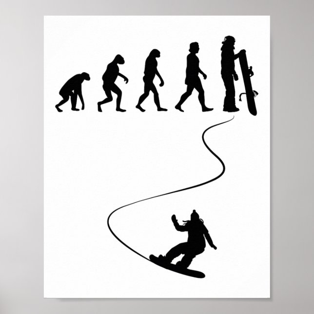 Poster Snowboard 1 de Evolução Simples Desenhada (Frente)
