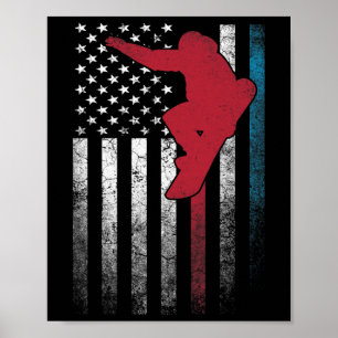 Poster Snowboard 4 de julho Bandeira Americana U