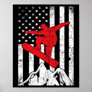 Poster Snowboard American Flag Patriótico Win