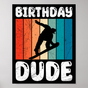 Poster Snowboard Birthday Cara Engraçado Snowboarder Boy