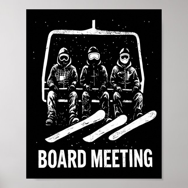 Poster Snowboard Board Meeting Ski Lift Skier Winter Srts (Frente)