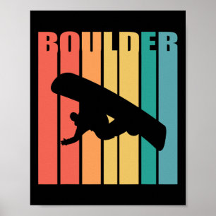 Poster Snowboard Boulder Colorado 70s Silhouette Gift