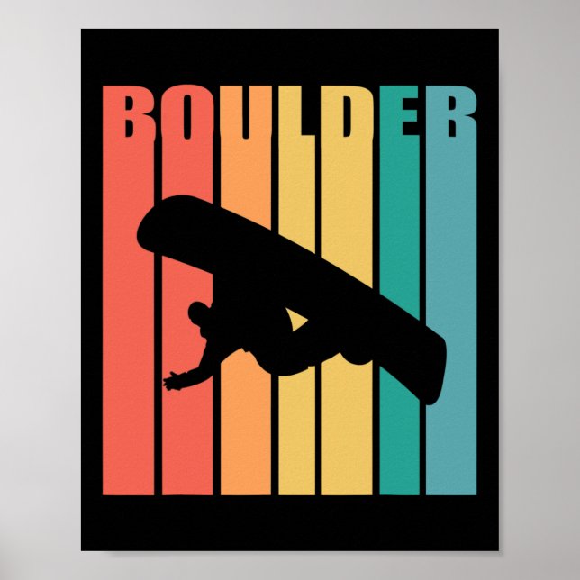 Poster Snowboard Boulder Colorado 70s Silhouette Gift (Frente)