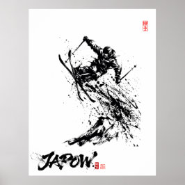 Poster Snowboard Brush Art - Skier Jump