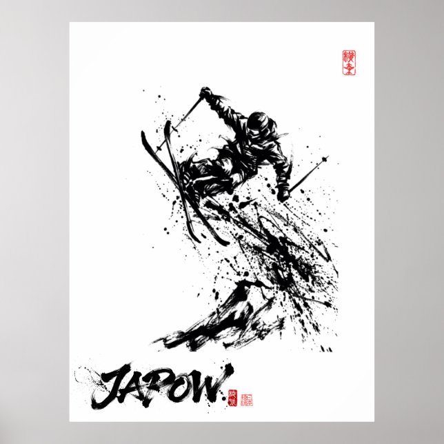 Poster Snowboard Brush Art - Skier Jump (Frente)