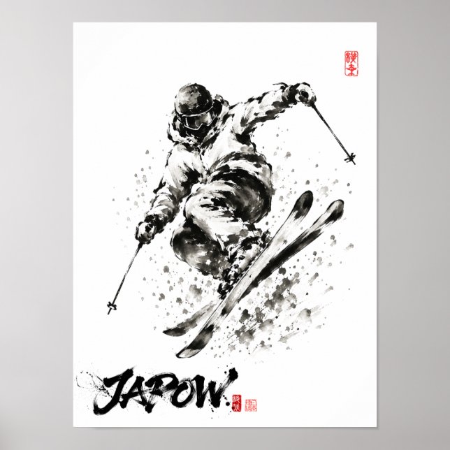 Poster Snowboard Brush Art - Skier light (Frente)