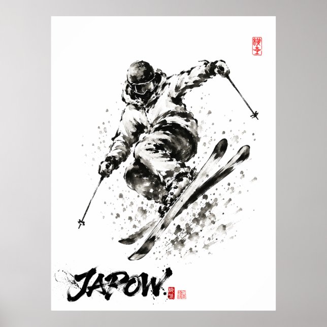 Poster Snowboard Brush Art - Skier light (Frente)
