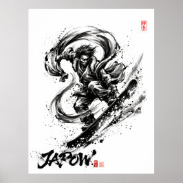 Poster Snowboard Brush Art - Snowboarder Fujin God