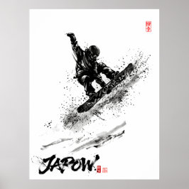 Poster Snowboard Brush Art - Snowboarder Grab