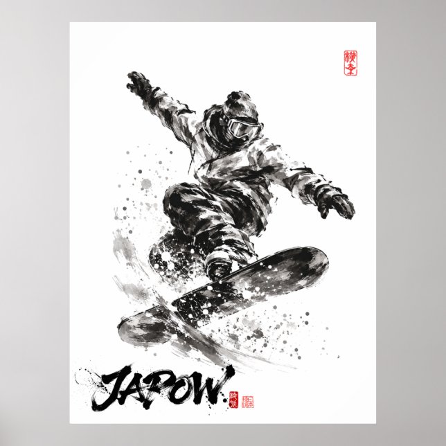Poster Snowboard Brush Art - Snowboarder light (Frente)