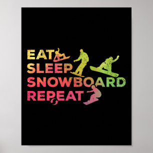 Poster Snowboard Comer Sleep Snowboard Repetir I Snowboar