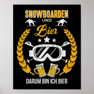 Poster Snowboard E Beer Darum Caixa Ich Hier Engraçado Ab