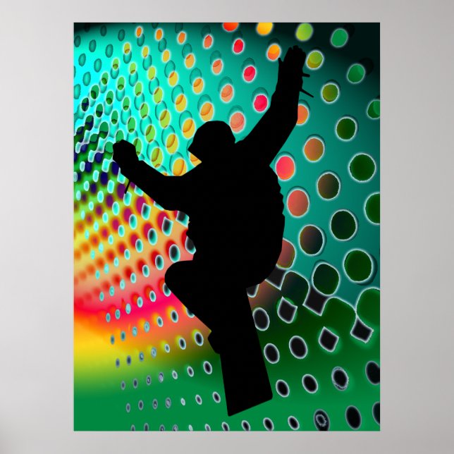 Poster Snowboard em tempestade de neve cósmica (Frente)