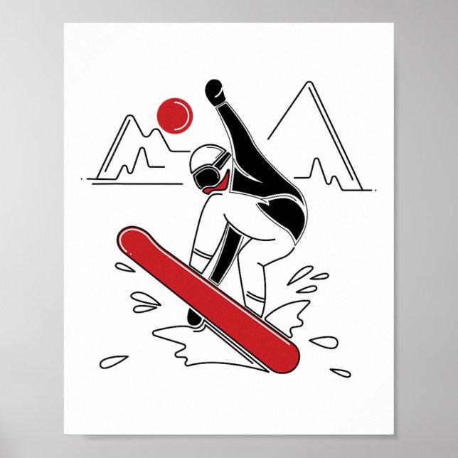 Poster Snowboard Engraçado - Presente dos amantes da neve (Frente)