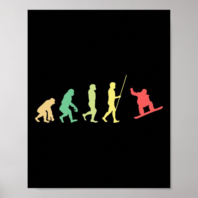 Poster Snowboard Evolution Snowboarder Winter Snowboardin (Frente)