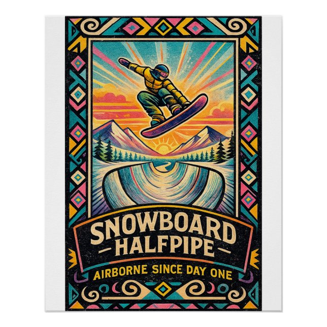 Pôster “Snowboard Halfpipe – Voando Desde o Primeiro Dia  (Frente)