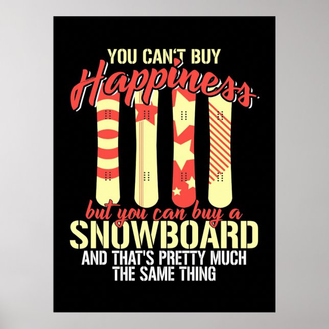 Poster Snowboard me faz feliz (Frente)