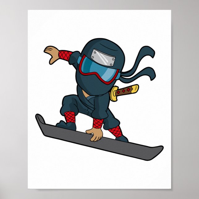 Poster Snowboard Ninja Snowboarder Snowboard Winter Sp (Frente)