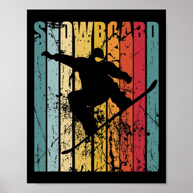 Poster Snowboard Retro Snowboard Ski Vacinação de Esqui S (Frente)