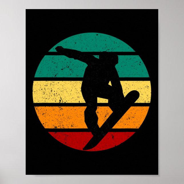 Poster Snowboard Retro Sunset Winter Sports Alpier (Frente)