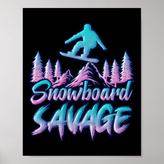 Poster Snowboard Savage Funny Snowboarder Kids Snowboardi