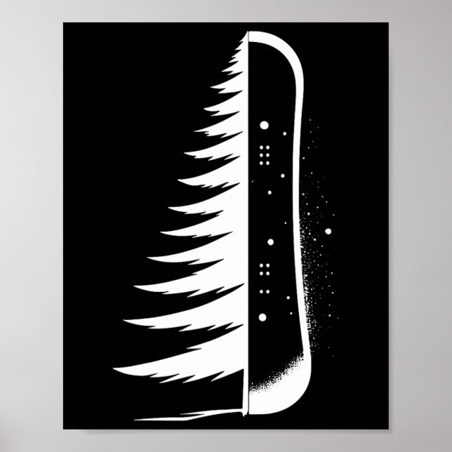 Poster Snowboard Snowboard Pine Tree Snowboarder (Frente)
