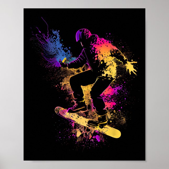 Poster Snowboard Snowboard Silhouette Gift (Frente)