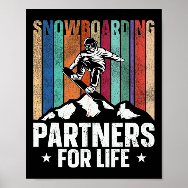 Poster Snowboard Snowboard Vintage Casamento Retro Wide (Frente)