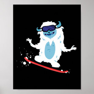 Poster Snowboard Yeti Bigfoot Gift Para Sasquatch Monst