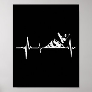Poster Snowboarder Heartbeat Montanha Pulso Snowboard