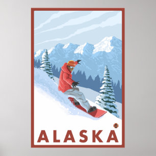 Poster Snowboarder Scene - Alaska