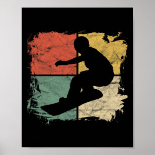 Poster Snowboarder Silhout Gift Retro Snowboard Quadrado