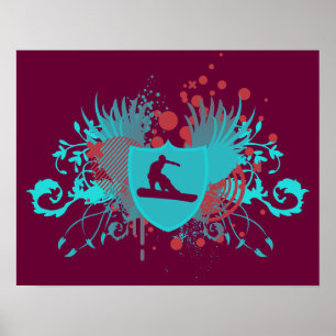 Poster snowboarding de alta fidelidade
