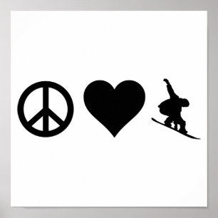 Pôster Snowboarding do amor da paz