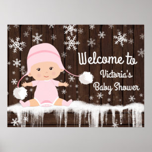 Pôster Snowflake - Sinal de Chá de fraldas de inverno, co