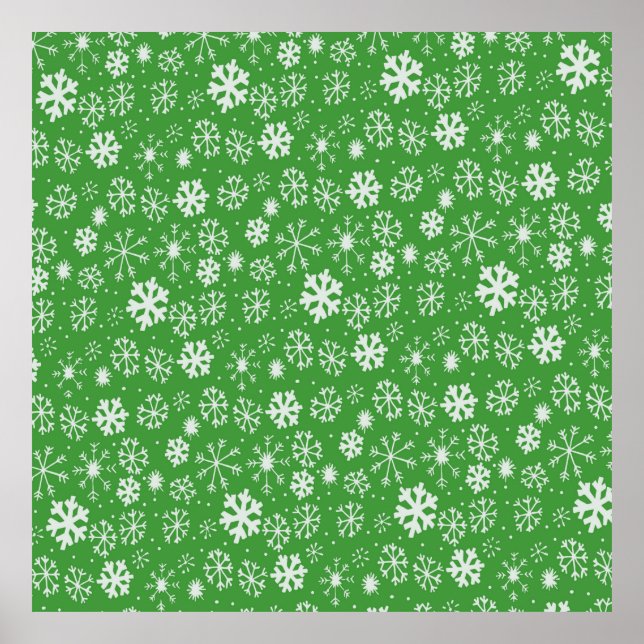 Poster Snowflake Snowstorm com fundo verde (Frente)