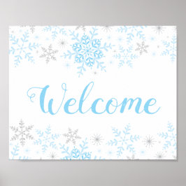 Poster Snowflakes Blue Baby Boy Sinal de Boas-Vindas