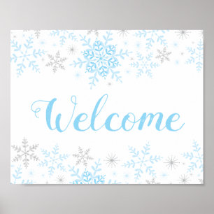 Poster Snowflakes Blue Baby Boy Sinal de Boas-Vindas
