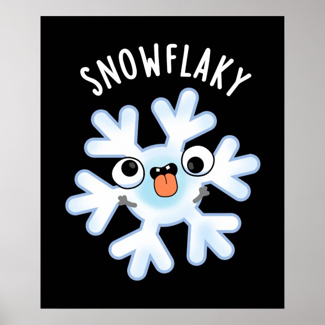 Poster Snowflaky Funny Snow Flake Pun Dark BG (Frente)