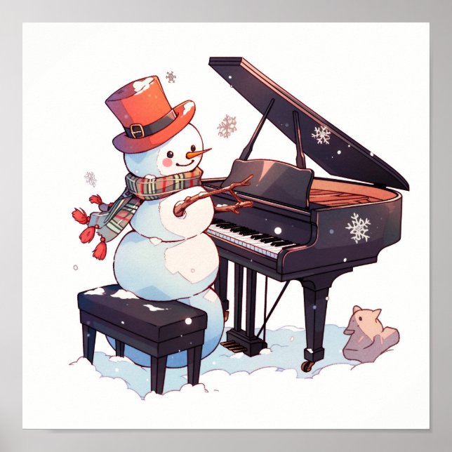 Poster Snowman A Tocar o Piano (Frente)